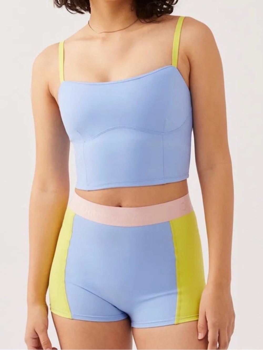 Outdoor Voices Blue and Yellow Athletic Shorts